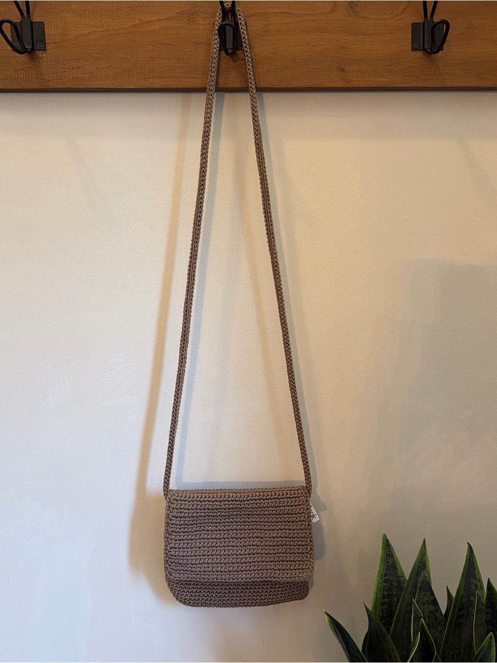 The Sak Woven Taupe Crossbody Bag with Long Strap